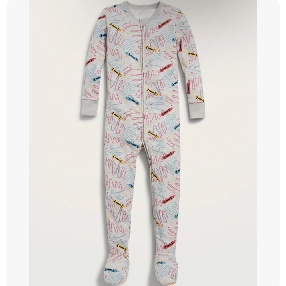 Old Navy Crayola Print One Piece Gray Footed Pajama 18-24 months Unisex NWT